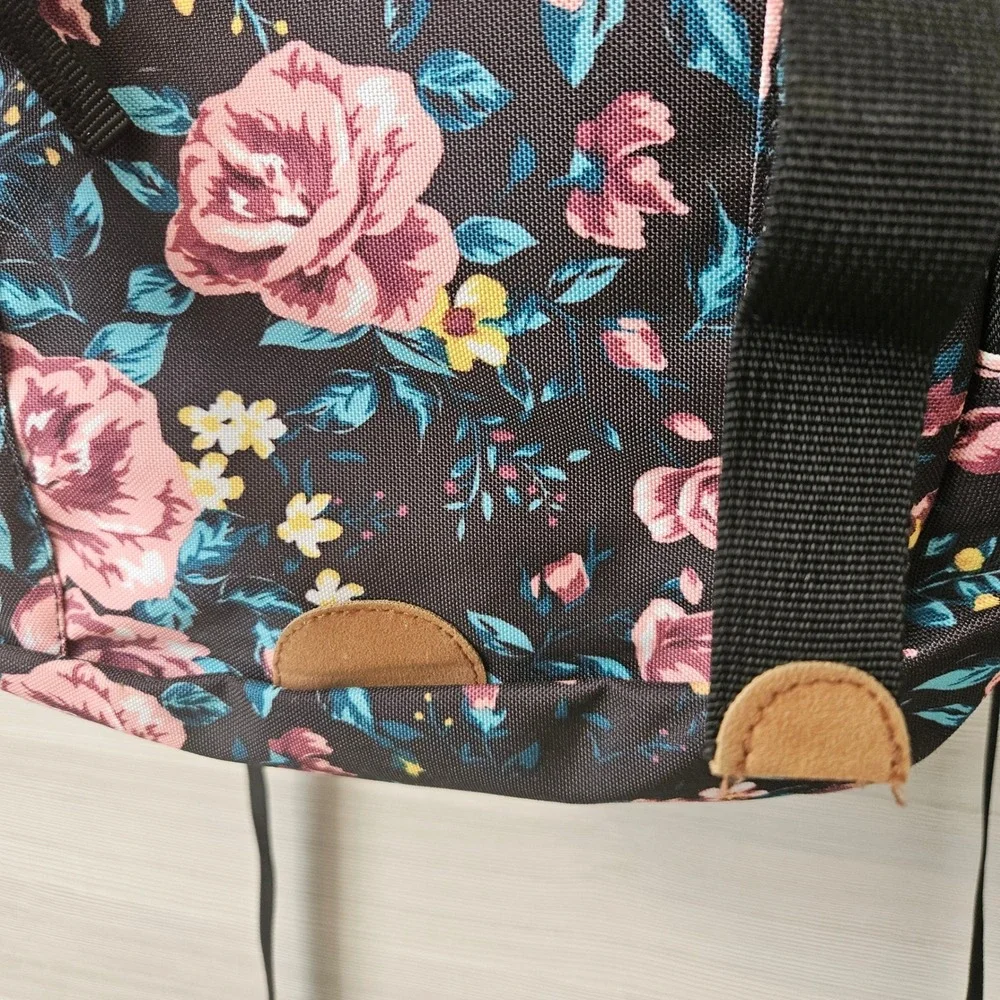 High Sierra Backpack Floral Rose Print Large Black Multi Pocket School Bag